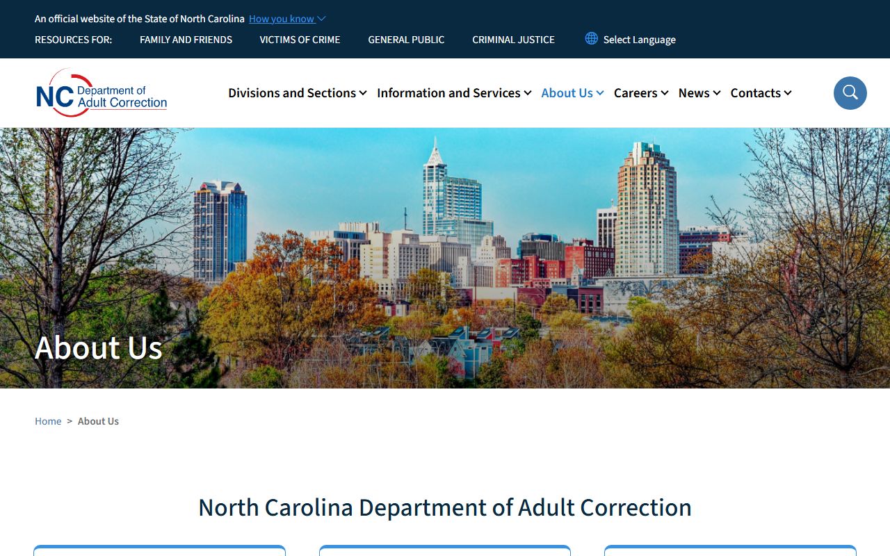 NCDAC inmate population agency about page