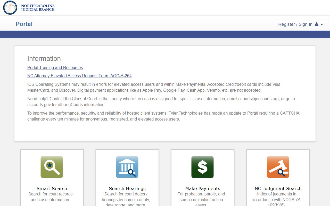 North Carolina court records after arrest eCourts Portal search